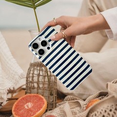 iPhone 13/14 Case with Geometric Horizontal Stripes, Soft TPU Slim Glossy Cover