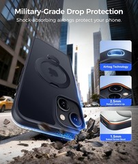 Black iPhone 14 Plus/15 Plus Case with 360 Spin Magnetic Stand – FNTCASE