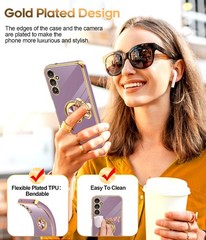 Galaxy A14-5G Phone Case: 2 Pack Tempered Glass Screen Protector with Ring Holde