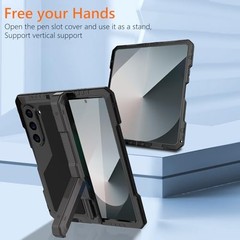 Samsung Galaxy Z Fold 6 Case with S Pen Holder & Stylus, Rugged Hinge Protection