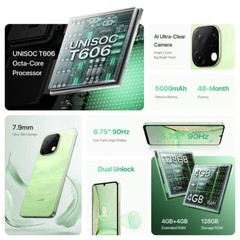 UMIDIGI G9T 4GB+128GB 6.75” Octa Core 18W PD Unlocked Android 14 Smartphone Good