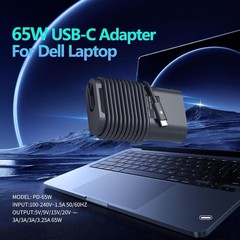65W USB-C Laptop Charger for Dell Latitude Chromebook 3100 9250 9360 9365 9370