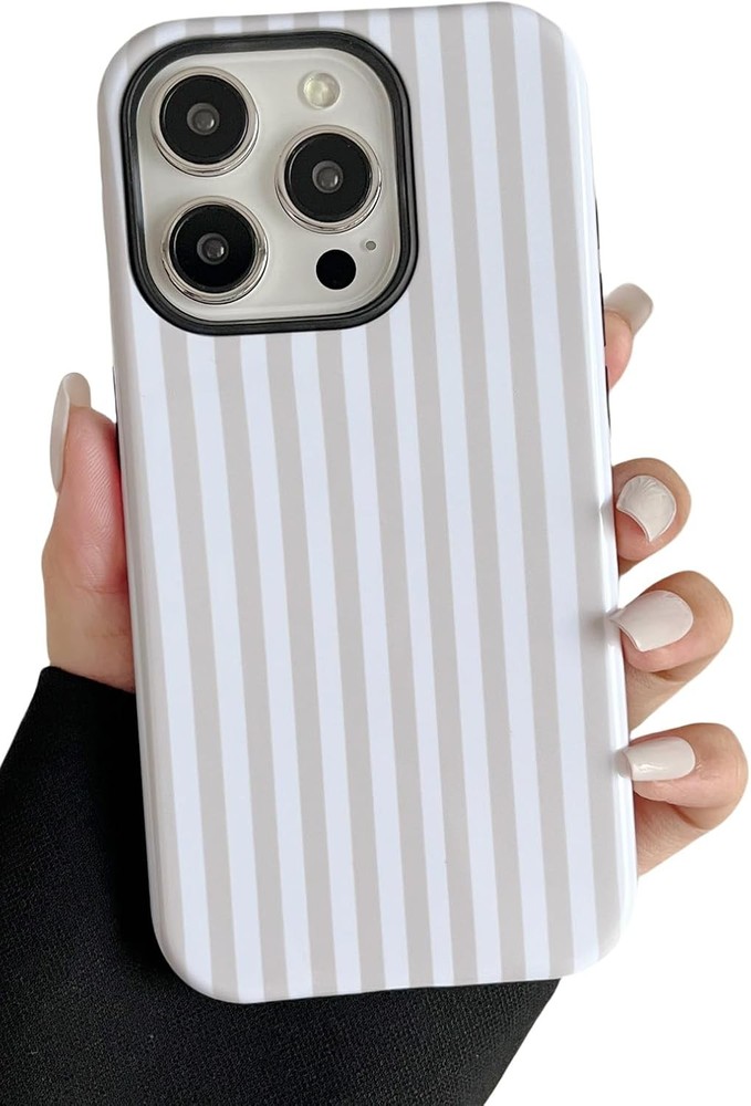 iPhone 15 Pro Max Case Cute Aesthetic Striped Phone Case for Women Girl Shockpro