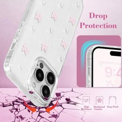 Cute Sparkly Bowknot Case for iPhone 13 Pro Max Slim Soft Durable TPU Pink 78 Ch