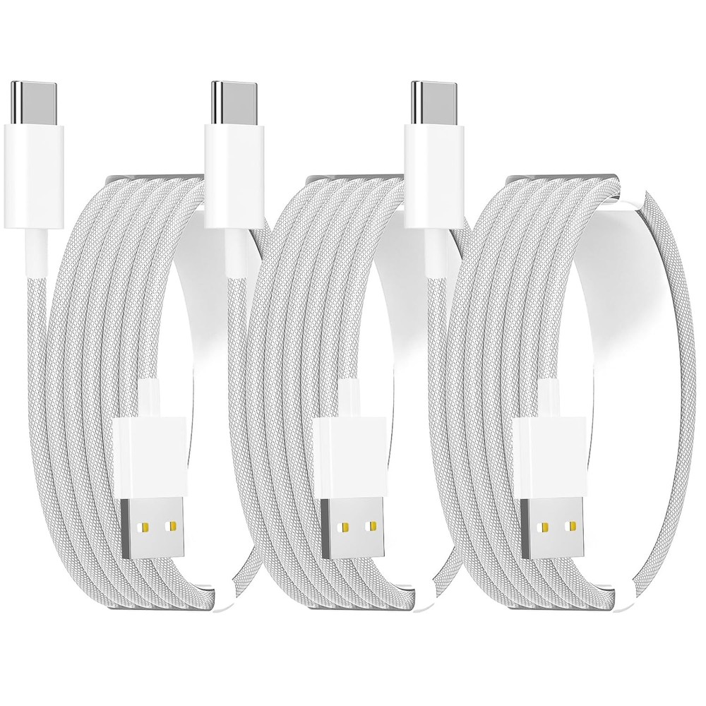 3-Pack 6ft USB-C Fast Charging Cable 60W for iPhone 17 Pro/16 Pro Max Adapter