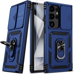 Vinve Navy Blue Case for Samsung Galaxy S24 Ultra, HD Screen Protector, Slide Le
