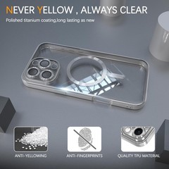 Magnetic Clear Case for iPhone 15 Pro Max with Full Camera Lens Protection, Slim