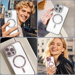 Magnetic Clear Case for iPhone 15 Pro Max with Full Camera Lens Protection, Slim