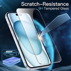 2PCS Screen Protector for iPhone 15 Plus 6.7 Inch Bubble Free Tempered Glass Cas