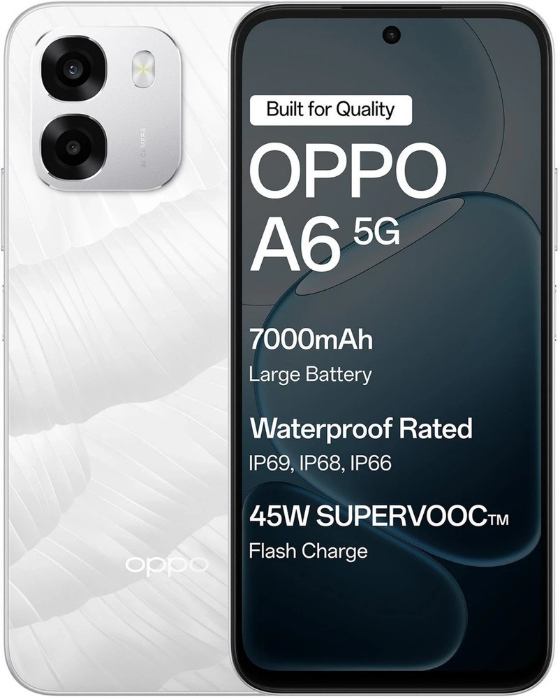 Oppo A6 5G ( Ice White, 6GB-128GB ) MediaTek Dimensity 6300 Global Version
