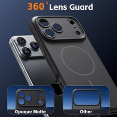 Matte Black Magnetic Case for iPhone 17 Pro Max – Full Camera Protection