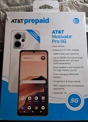 AT&T Motivate Pro 5G Pearl White 128GB Smartphone, 50MP Camera, Android 14, Pre…