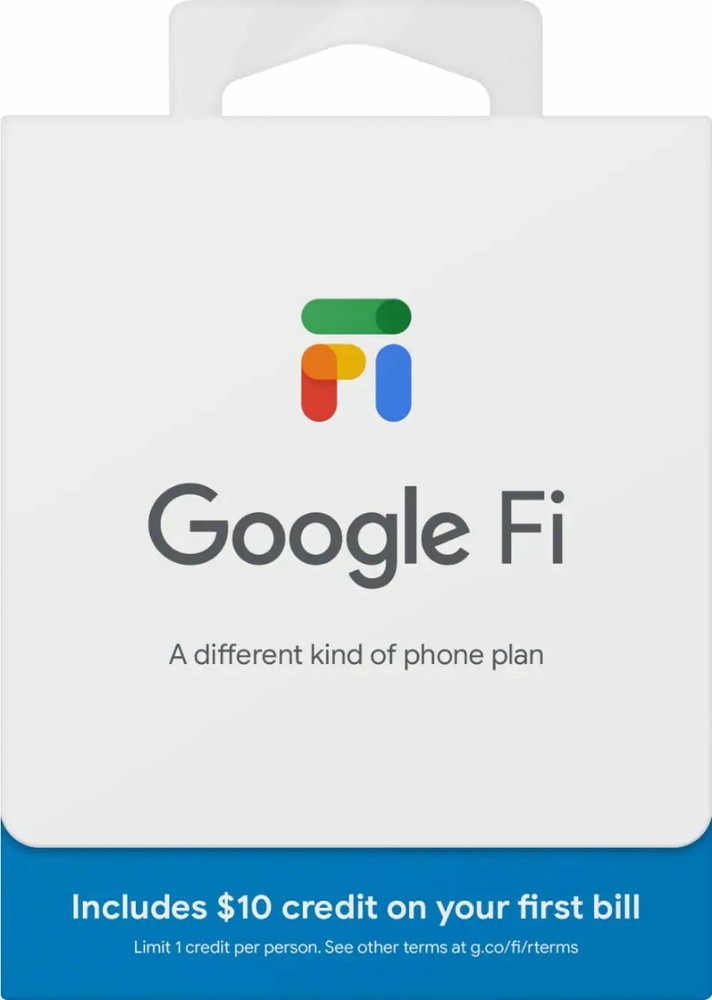 Google Fi Talk Text Data Fi SIM Card $20 credit code sent upon purchase