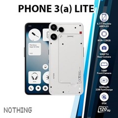 Nothing Phone 3(a) Lite Android Cell Phone (WHITE/8GB+128GB/Dual SIM/Unlocked)