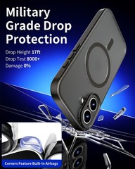 iPhone 17 Case with Built-in Camera Cover, Military Grade Drop Protection, Black