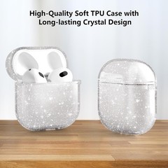 Clear Glitter Case for Airpods 4, Sparkle Bling Shockproof TPU Skin Cover 2024