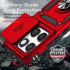 Red Case for Motorola Moto Edge 2025 with HD Screen Protector & Slide Camera Cov