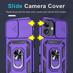 Case for iPhone 16 Cover & Screen Protector Heavy Duty Shockproof Purple 78 Char