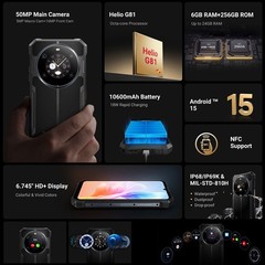 FOSSiBOT F109S 4G LTE Rugged Phone Rear Display Android 15 Outdoor IP68 Dual SIM