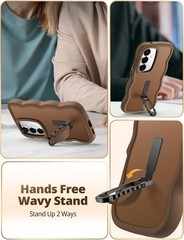 Samsung Galaxy S24 Plus/S25 Plus Case with Stand and Strap, Brown Translucent Co