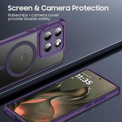 Magnetic for Motorola Moto Edge 2025 Case Slim Thin Translucent Matte Purple