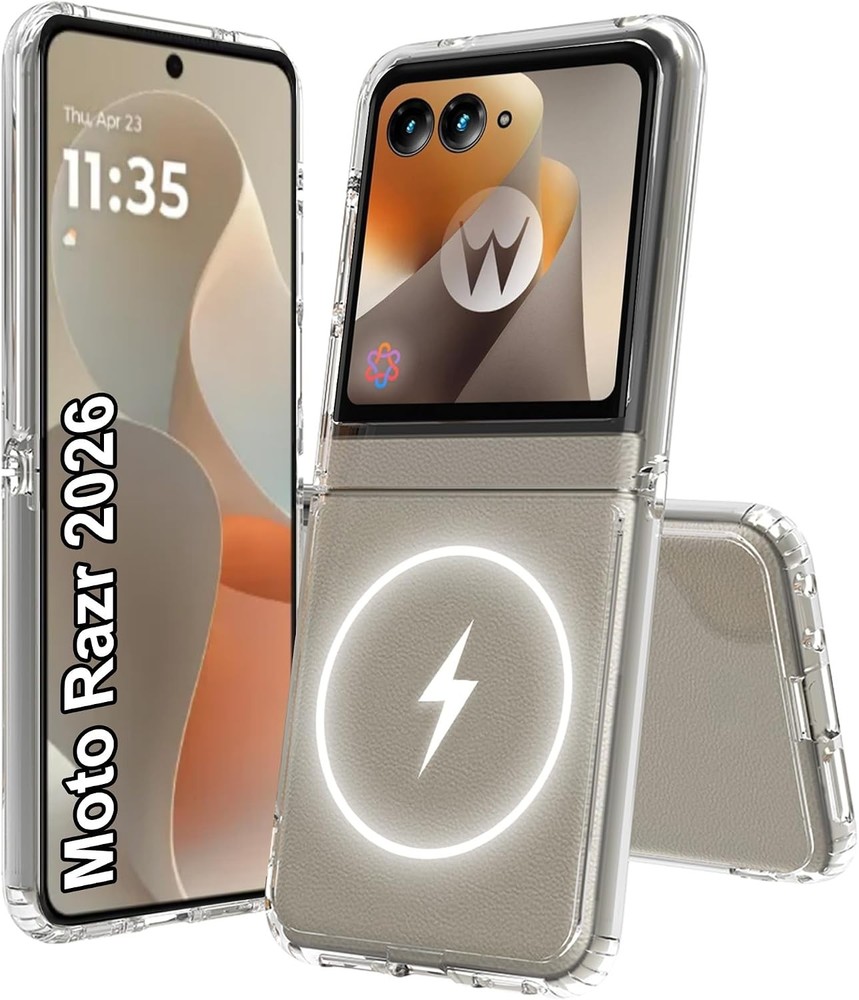 Hard Shell Magnetic Case for Motorola Moto Razr 2026/2025, Clear, Scratch Resist