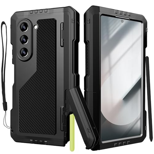Samsung Galaxy Z Fold 6 Case with S Pen Holder & Stylus, Rugged Hinge Protection