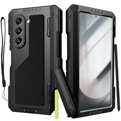 Samsung Galaxy Z Fold 6 Case with S Pen Holder & Stylus, Rugged Hinge Protection