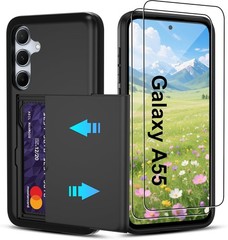Samsung Galaxy A55 5G Case with Card Holder Dual Layer Heavy Duty Protective Cov