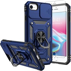 iPhone SE 2022/3rd/2020 8/7 Case with Screen Protector and Camera Cover, Blue