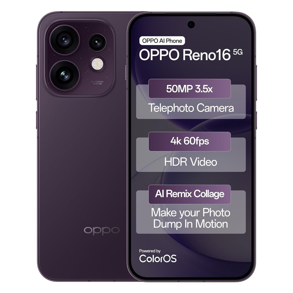 OPPO Reno16 5G 8GB RAM 256GB Twilight Violet 50MP Telephoto Unlocked