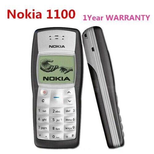 Nokia 1100 Mobile Phone Unlocked GSM900/1800MHz Cell phone +1 Year WARRANTY