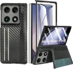 Motorola Razr Fold Case with Pen Holder, Screen Protector, and Kickstand (Black)