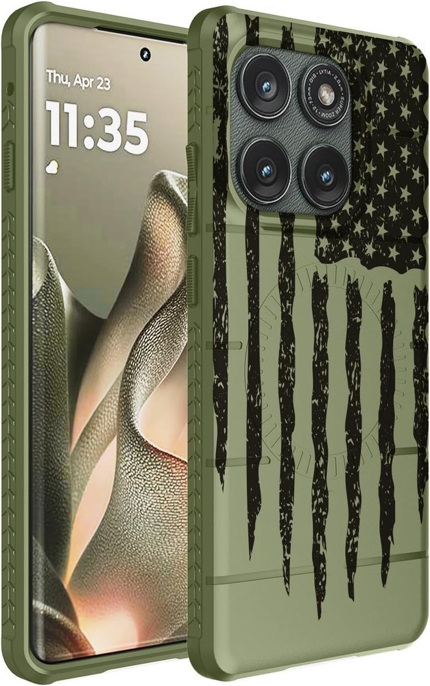 Flex Series for Motorola Edge 2025 Phone Case – Army Green Rugged USA Flag