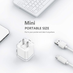 3-Pack Dual USB Wall Charger Plug Block, 2.1A 5V Power Adapter