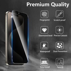 3PCS Privacy Screen Protector & Tempered Glass Film for iPhone 15 Pro Max Full C