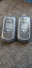 Vintage pair LG VX8360 (Verizon) Blue Cellular Flip Phone plus clip holders