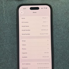 iPhone Air 256 GB Perfect Condition Black Battery Health 100%