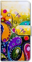 Leather Flip Wallet Case with Colorful Dragonfly Design for Google Pixel 6a
