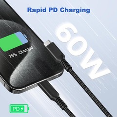 60W USB-C Fast Charger Adapter for Samsung Galaxy S24 S23, 10FT Cable