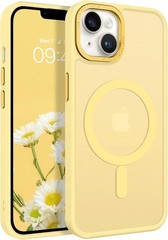 Translucent Matte Frosted Slim Magnetic Case for iPhone 14 Plus, Shockproof Yell