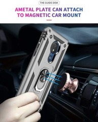 For Motorola Moto G7 Power Case 360 Metal Rotating Ring Kickstand Cover Silver