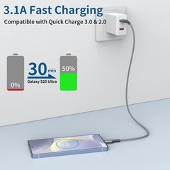1.5FT USB C 3.1 Gen 2 Fast Charge Cable, 3A for iPhone 15 Pro Max, Galaxy S Seri