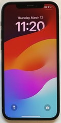 USED BLACK GSM UNLOCKED iPhone 12, 64GB A2172 MGEF3LL/A WITH 79% BATTERY HEALTH