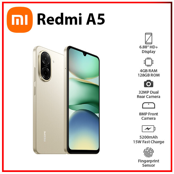 (New) Xiaomi Redmi A5 4GB+128GB GOLD Dual SIM Unlocked Android Cell Phone