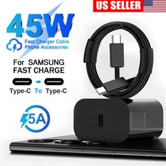 45W Type USB C Super Fast Wall Charger+Cable For Samsung Galaxy S24 S23 S22 S21+