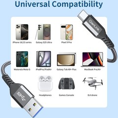 1.5FT USB C 3.1 Gen 2 Fast Charge Cable, 3A for iPhone 15 Pro Max, Galaxy S Seri