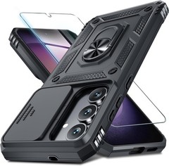 Samsung Galaxy S25 FE Case Built in Slide Camera Lens Cover+Screen Protector+Fin
