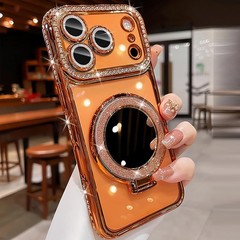 Glitter Diamond Magnetic Case for iPhone 17 Pro Max Clear with Sparkly Makeup Mi