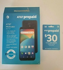 AT&T Motivate, 16GB, Blue Surf – Prepaid Smartphone with $30 Prepaid Card